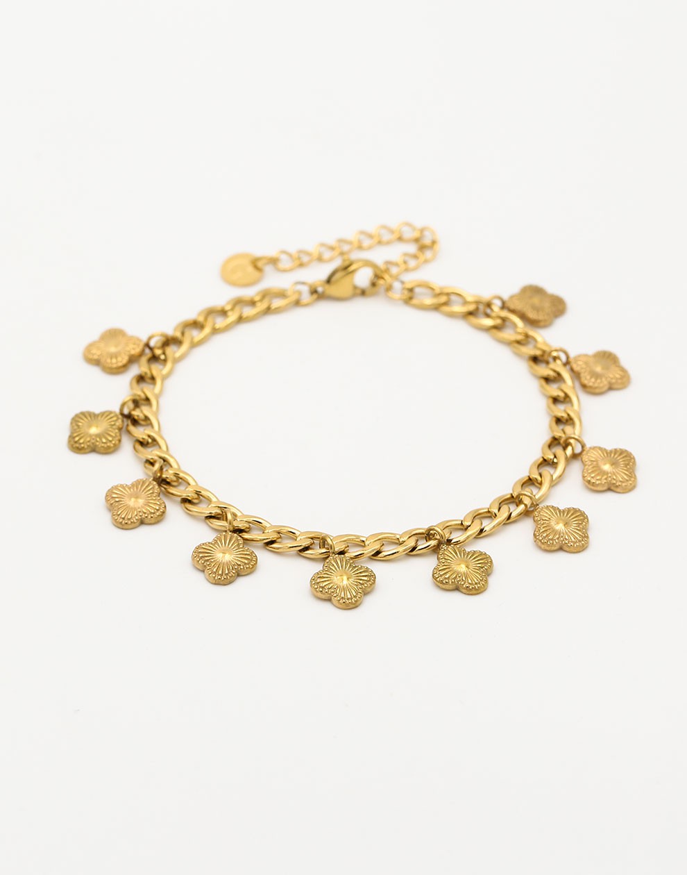 SCHAKELARMBAND VINTAGE klavers goudkleurig