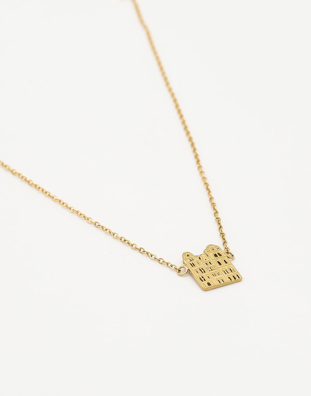 Ketting Amsterdamse huisjes goudkleurig