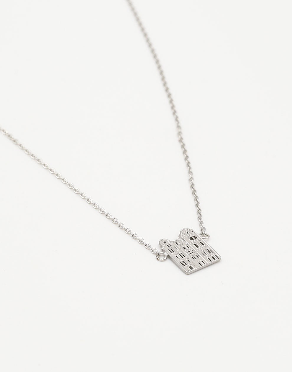 Ketting Amsterdamse huisjes zilverkleurig