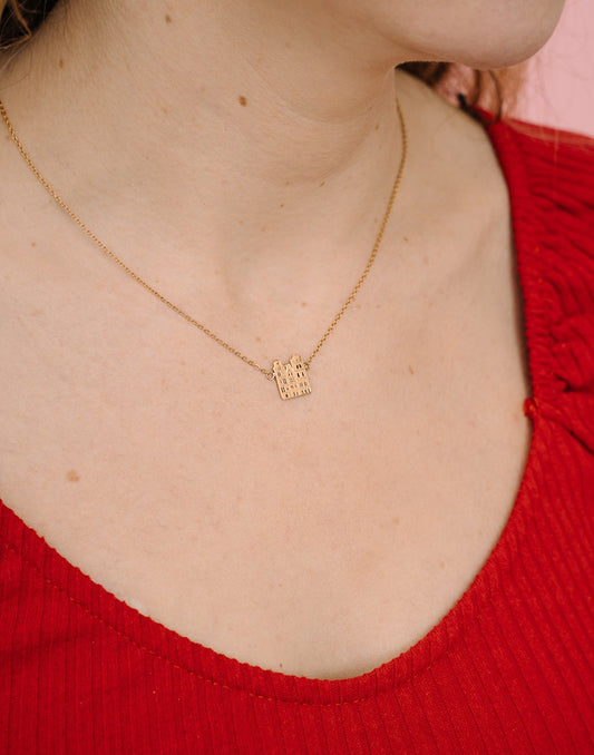 Ketting Amsterdamse huisjes goudkleurig