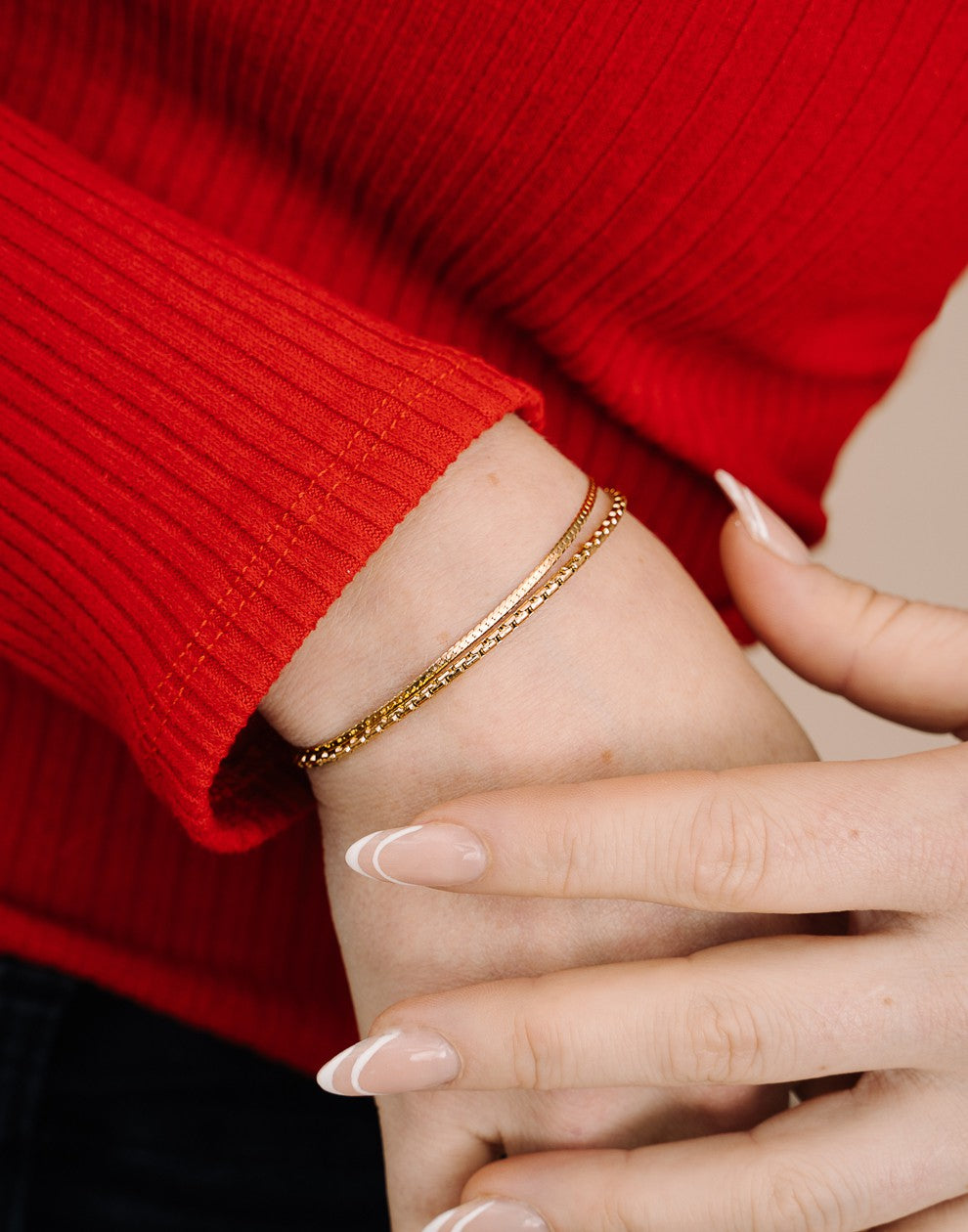 armband dubbel schakels goudkleurig