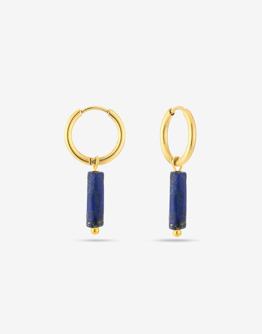oorbellen met steen hanger blauw