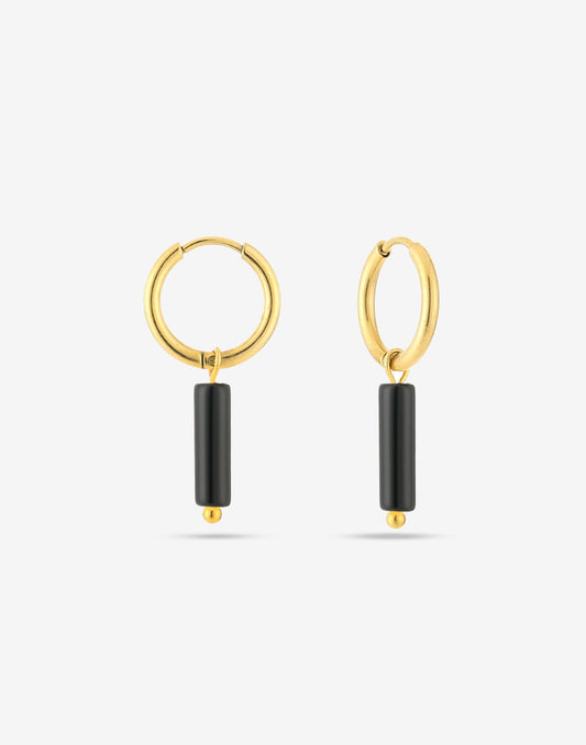 oorbellen met steen hanger zwart