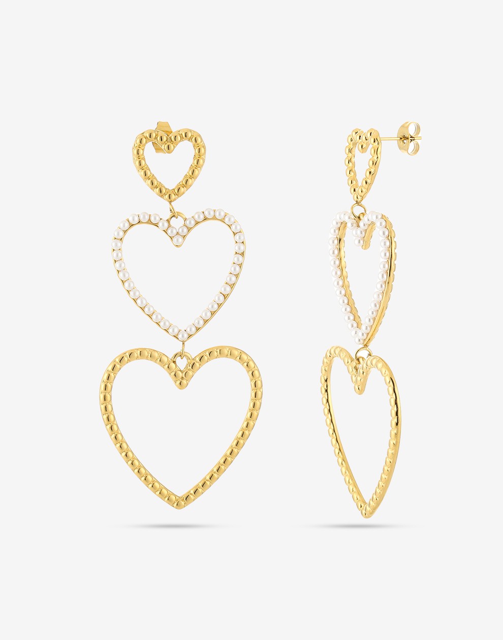 triple hartjes hanger mer parels