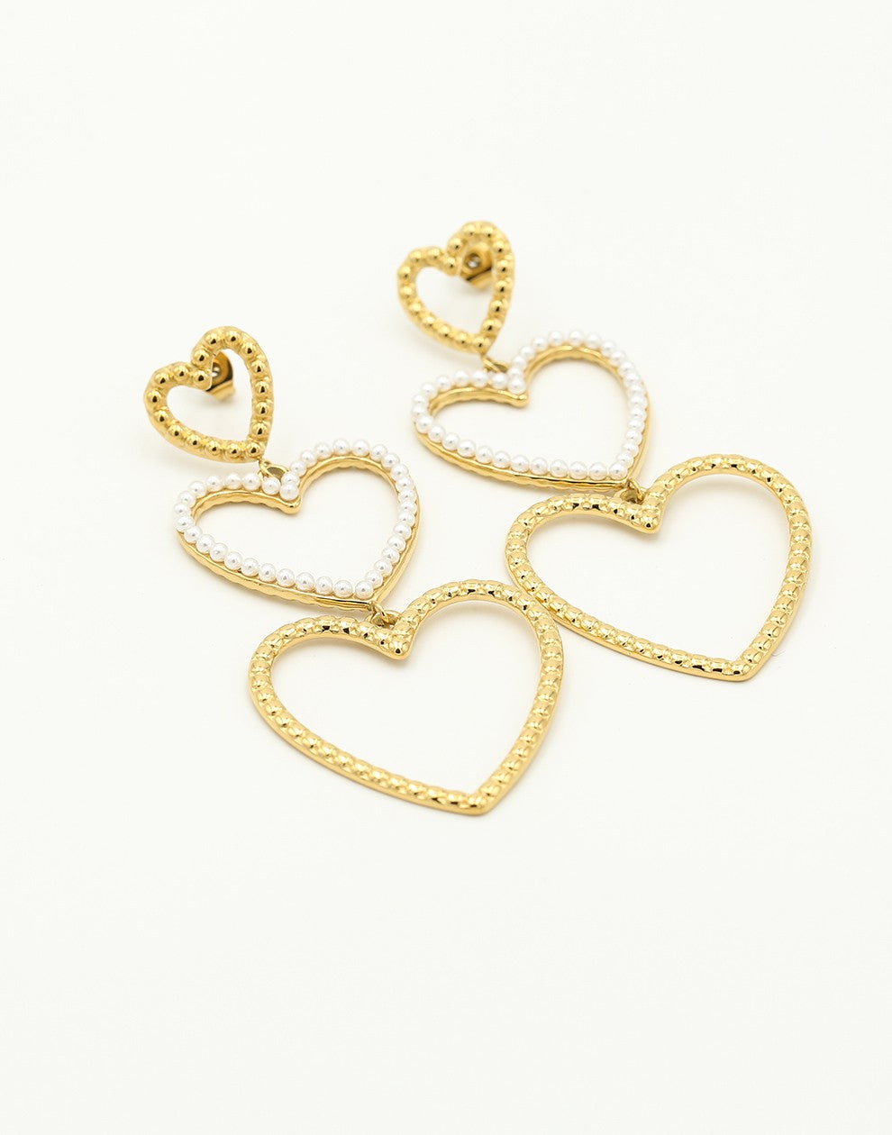 triple hartjes hanger mer parels
