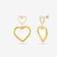 earrings double hearts with gold-colored pearls