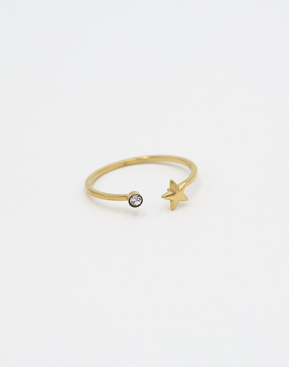 Ring sterretje met steen goudkleurig