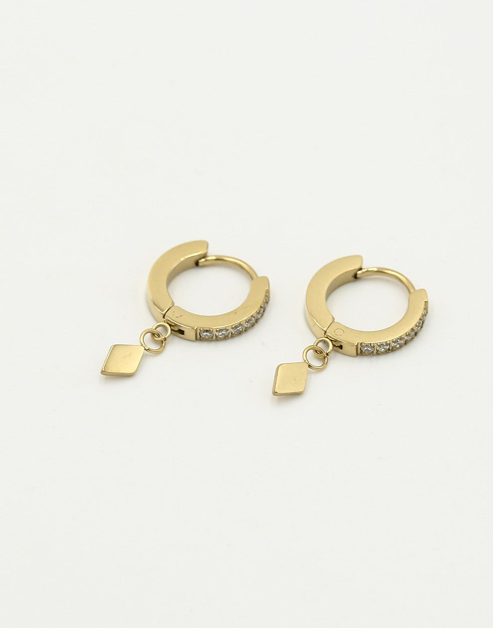 Creool strass met ruit goudkleurig