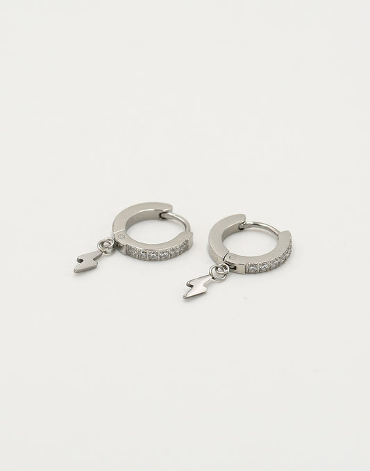 Creool strass met bliksem zilverkleurig