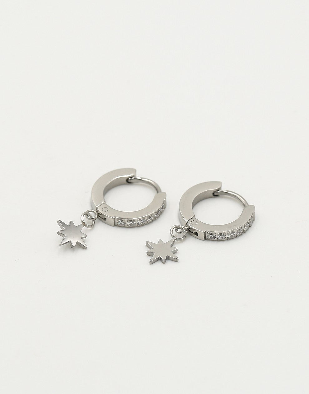 Creool strass met morningstar zilverkleurig