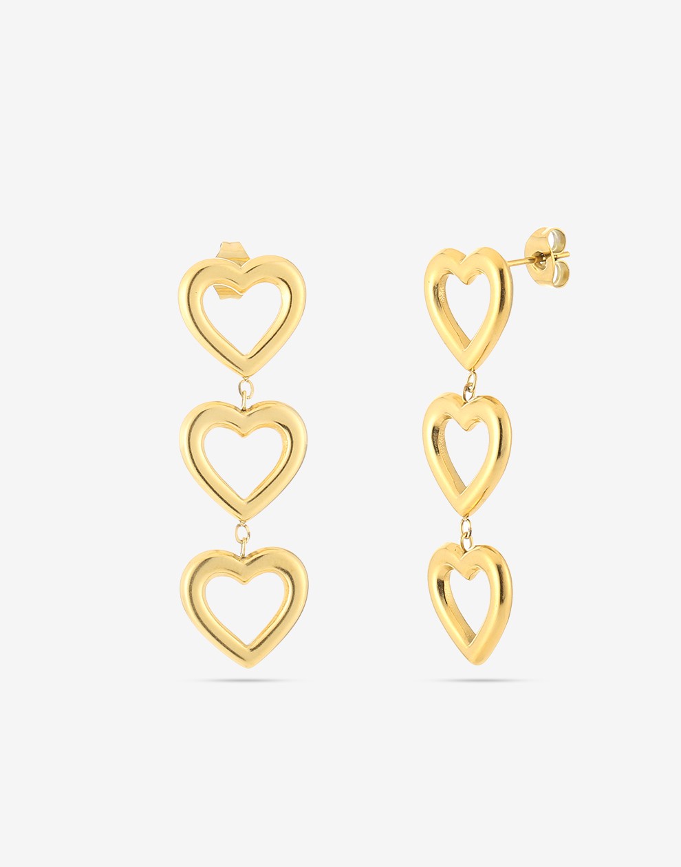 triple open hartjes hanger goudkleurig