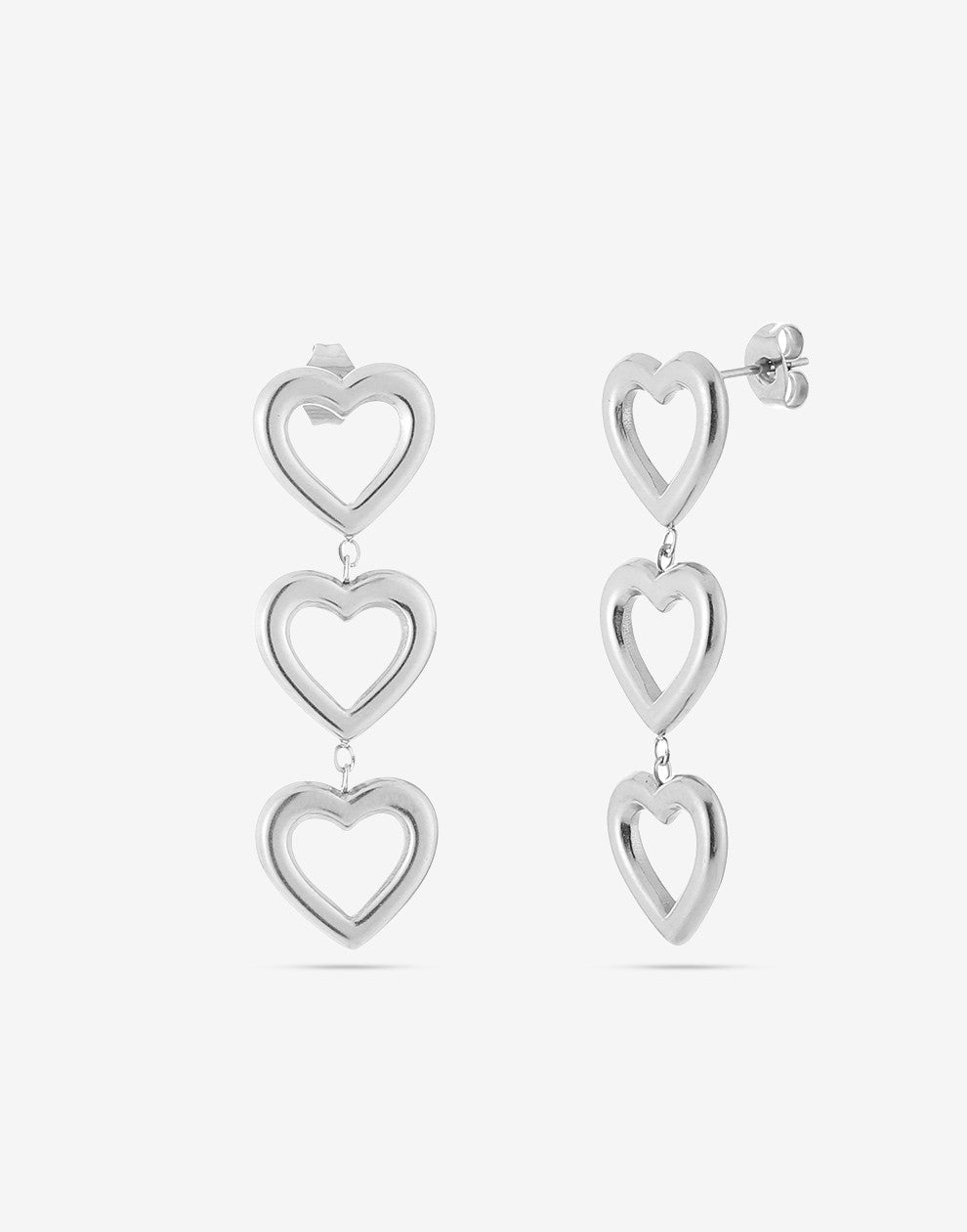 triple open hartjes hanger zilverkleurig