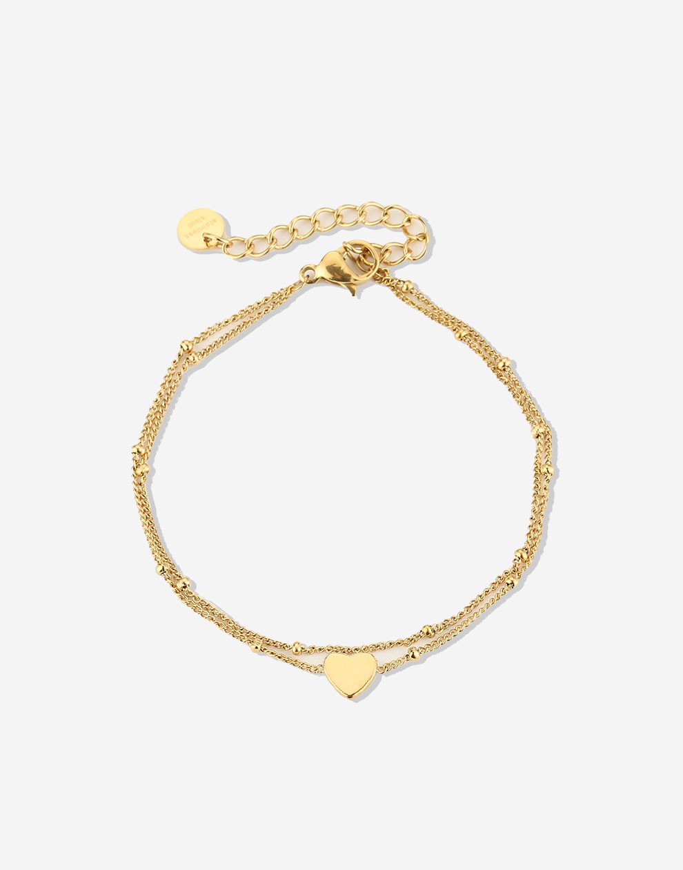 armband 2 laags met hartje goudkleurig