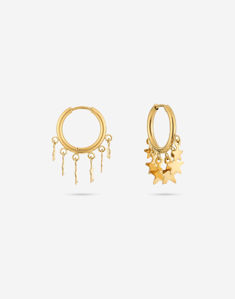 Earrings with 6 gold-colored stars