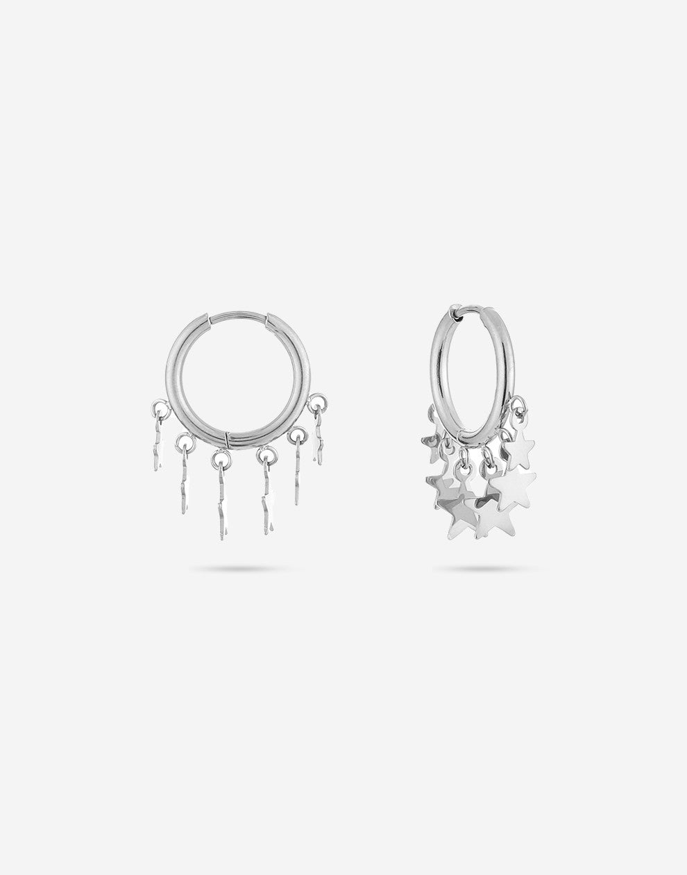 Earrings with 6 silver-colored stars
