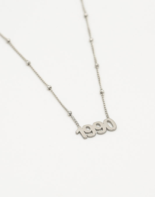 Ketting jaartal 1990 zilverkleurig