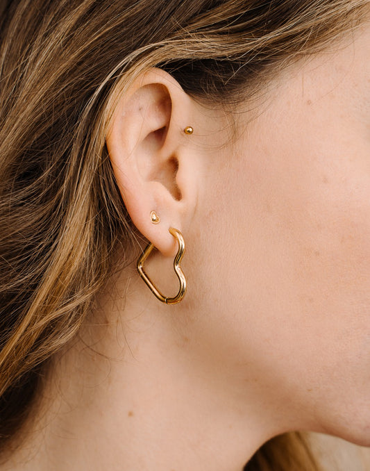 Heart-shaped earrings 25mm gold-colored