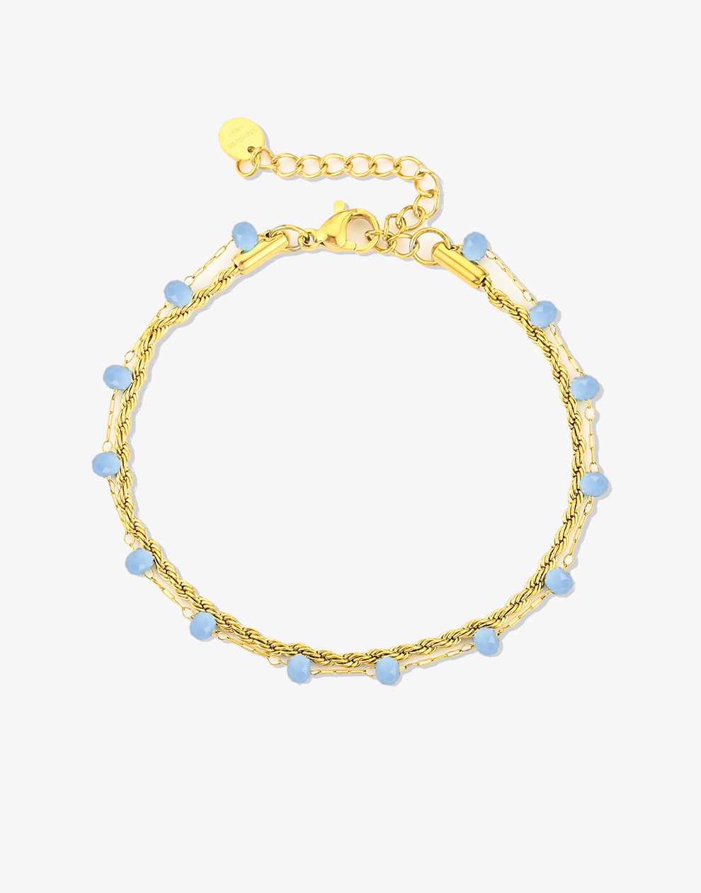 Dubbele armband lila kraal goudkleurig