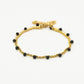 Double bracelet black bead gold-colored