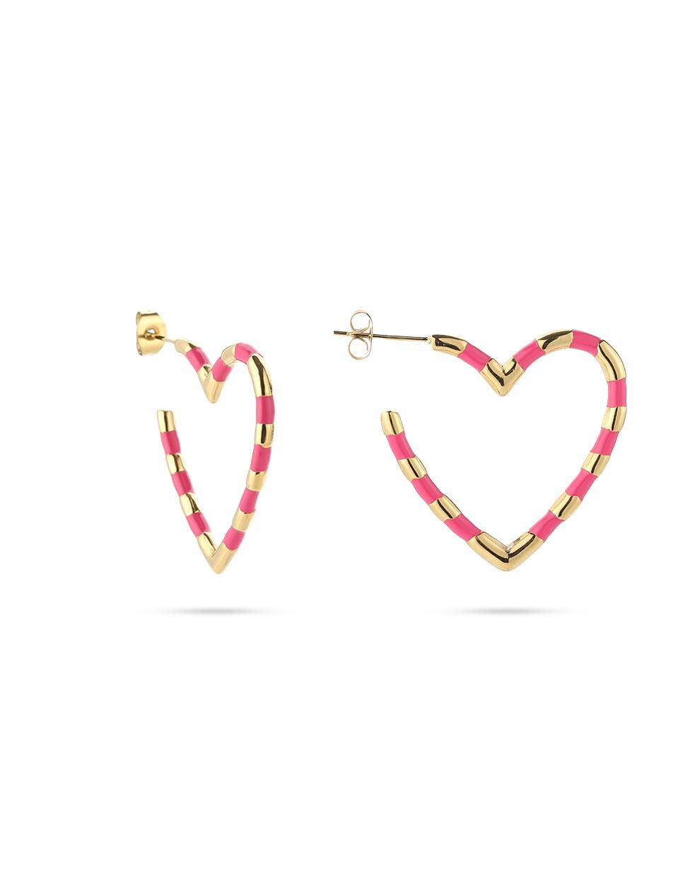 Oorbellen hart roze goudkleurig