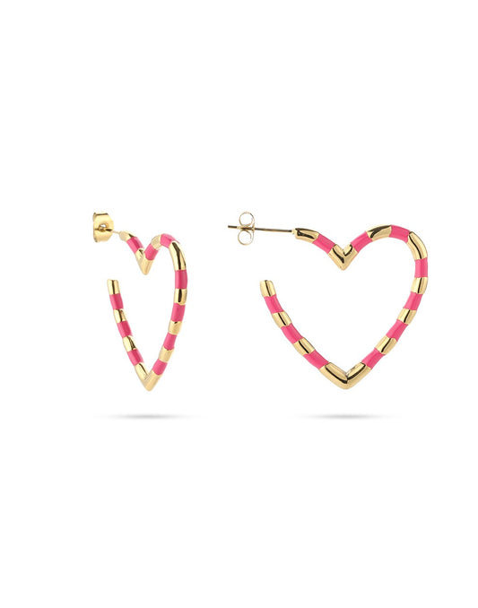 Oorbellen hart roze goudkleurig