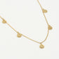 Fijne ketting met 5 smiley hangers goudkleurig