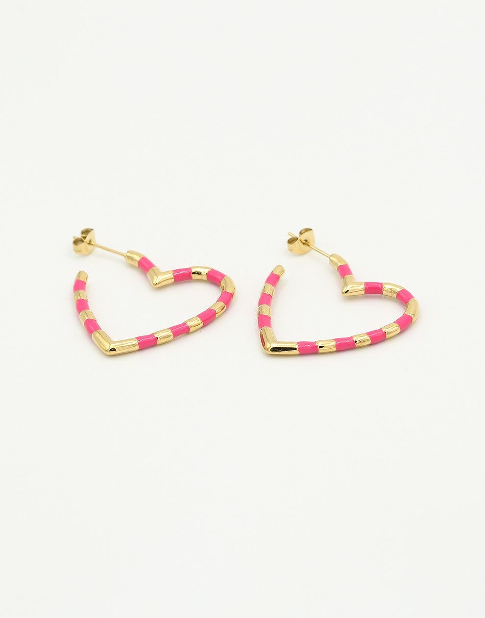 Oorbellen hart roze goudkleurig