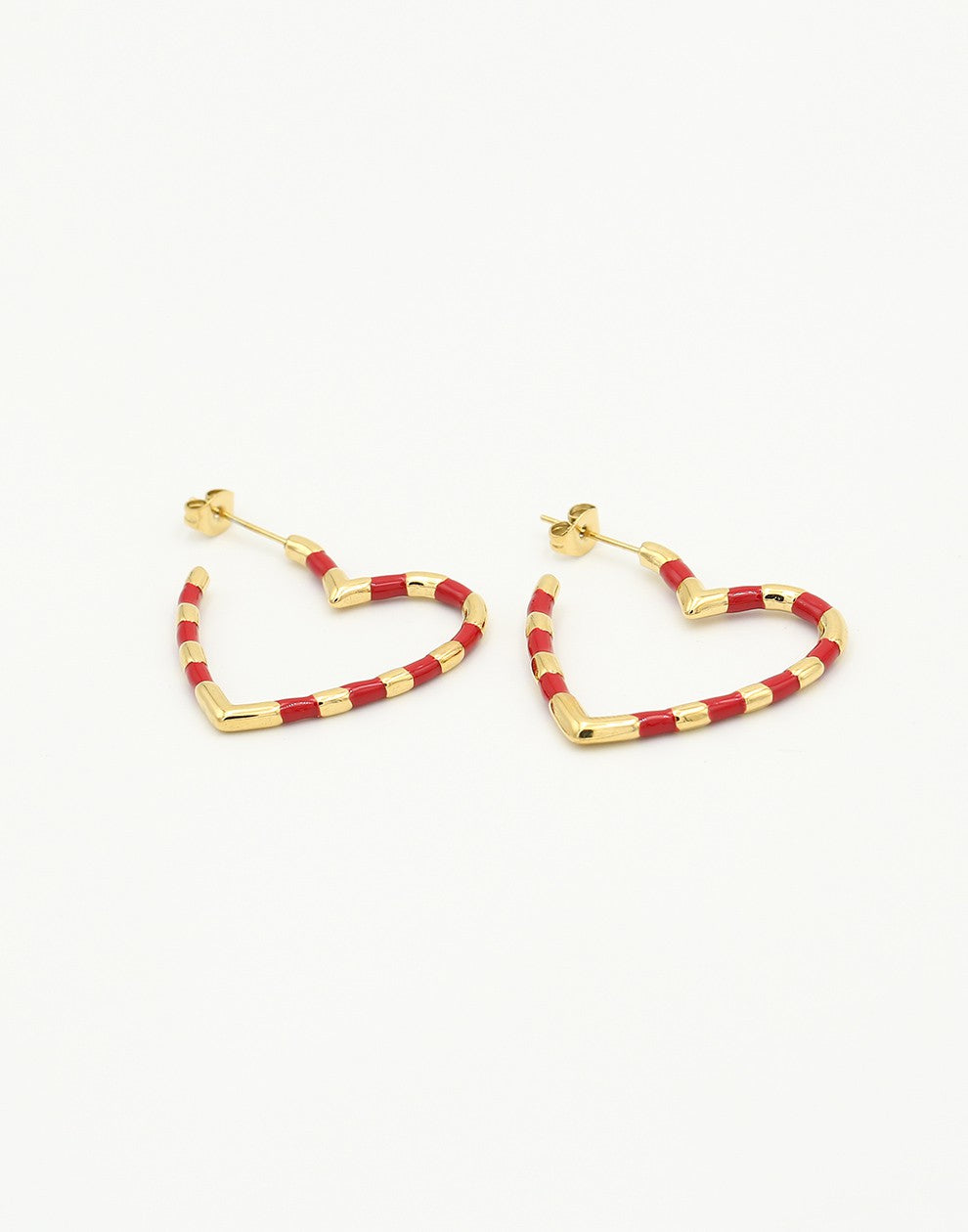 Oorbellen hart rood goudkleurig