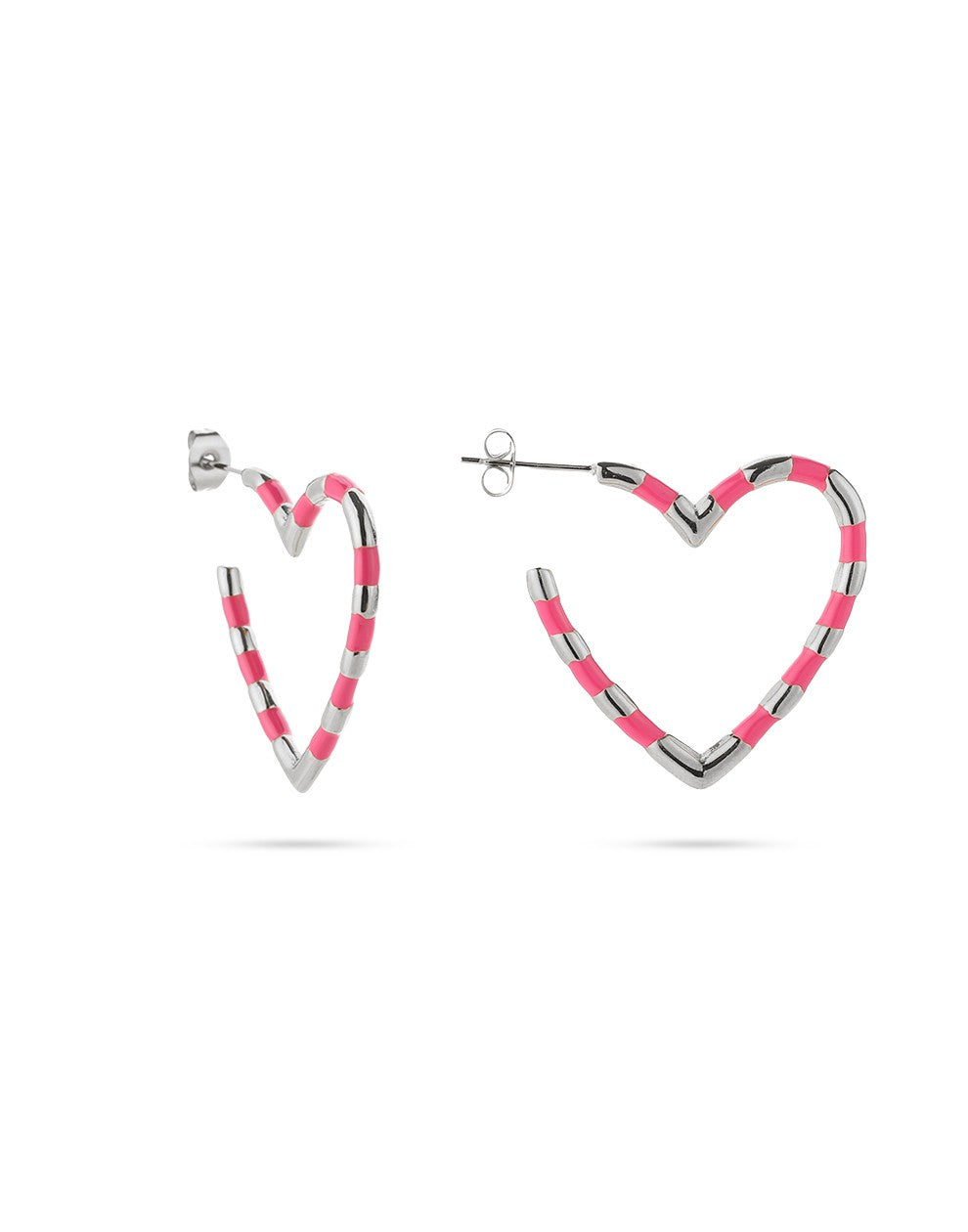 Oorbellen hart roze zilverkleurig