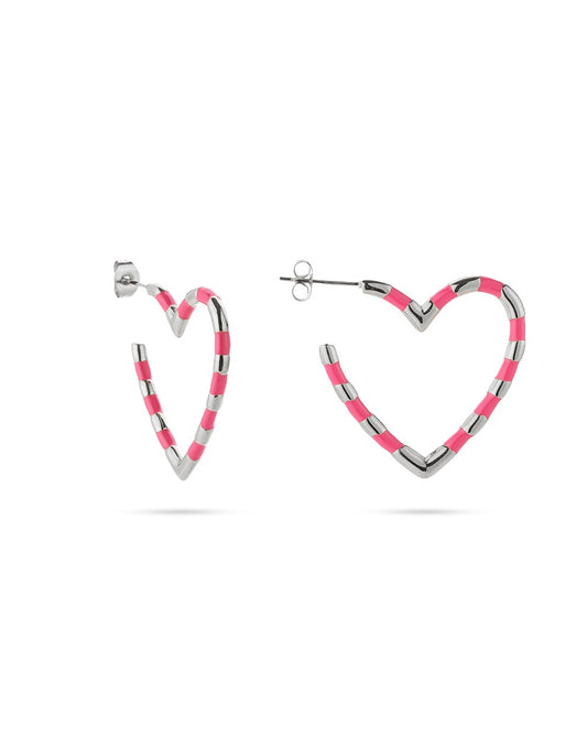 Oorbellen hart roze zilverkleurig