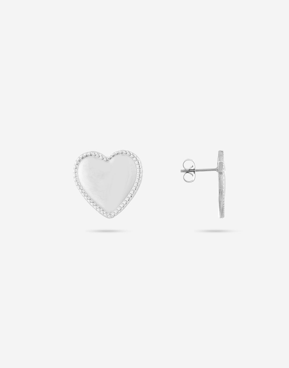 large heart stud earring silver-colored