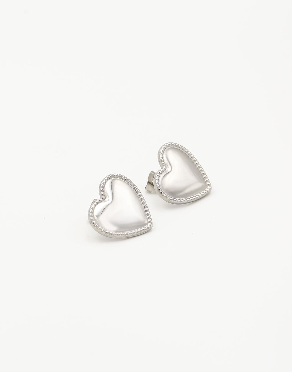 large heart stud earring silver-colored