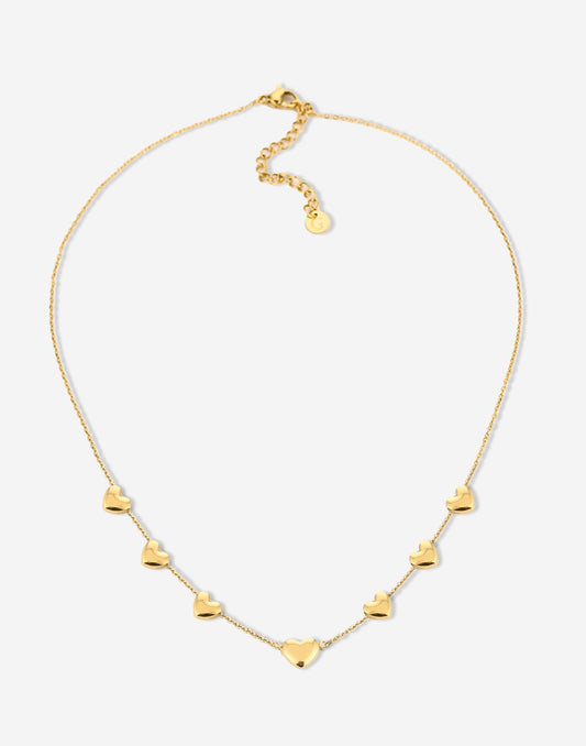 ketting multi hartjes goudkleurig