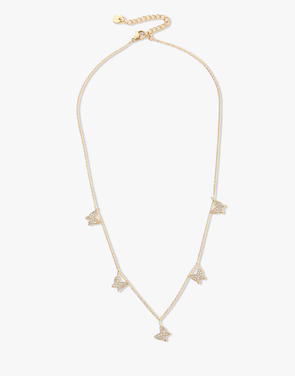ketting vlinders steentjes goudkleurig