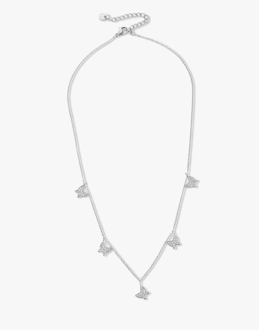 ketting vlinders steentjes zilverkleurig