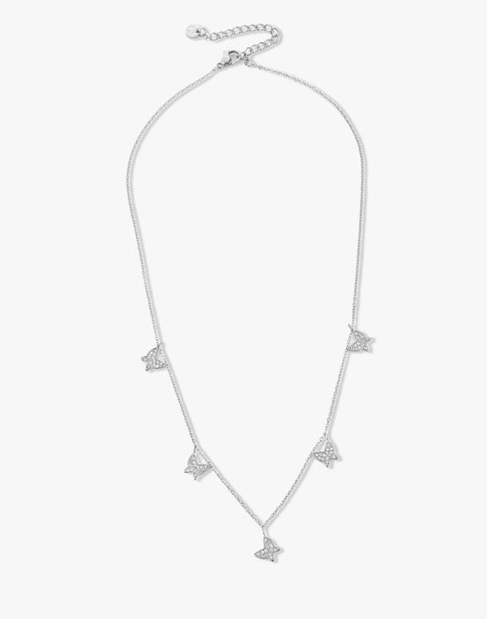 ketting vlinders steentjes zilverkleurig