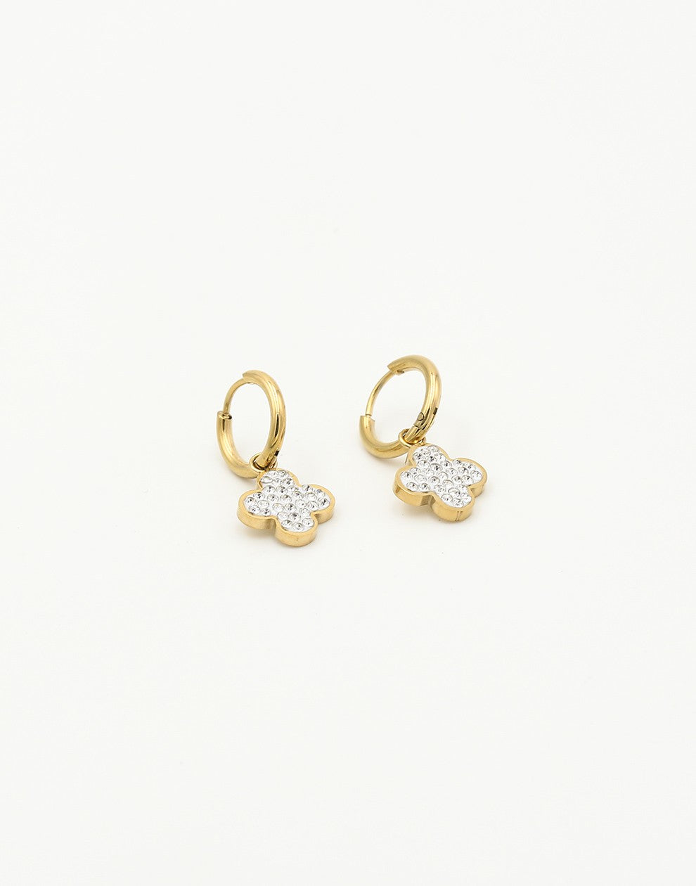 clover earrings with gold-colored stones