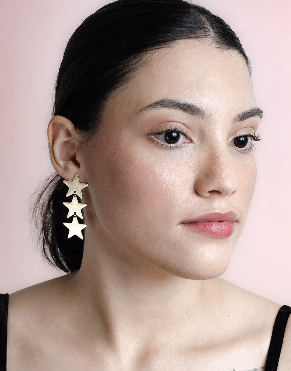 Earrings 3 stars gold-colored