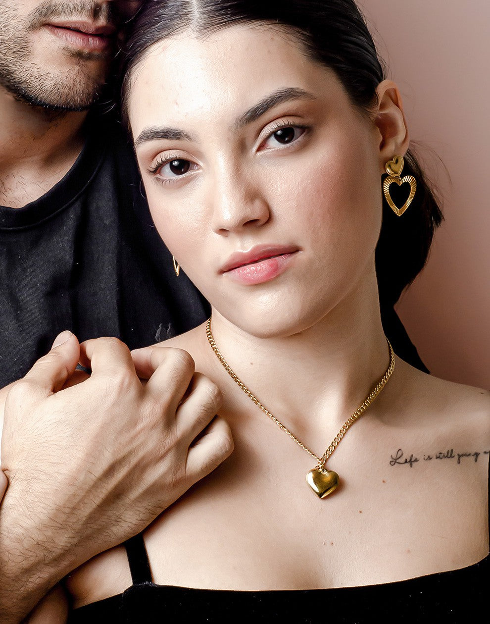 schakelketting groot hart goudkleurig