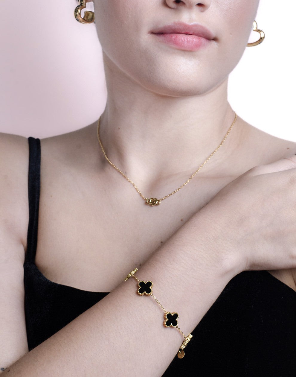 Armband klavers zwart