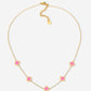 Necklace clovers fuchsia gold-colored