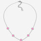Ketting klavers fuchia zilverkleurig