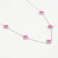 Ketting klavers fuchia zilverkleurig