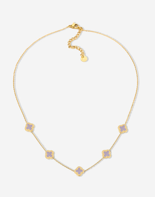 Ketting klavers lila goudkleurig