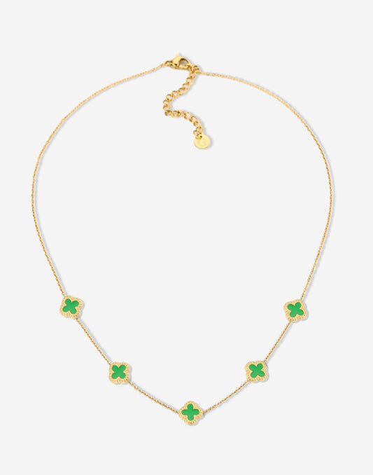 Ketting klavers lime goudkleurig
