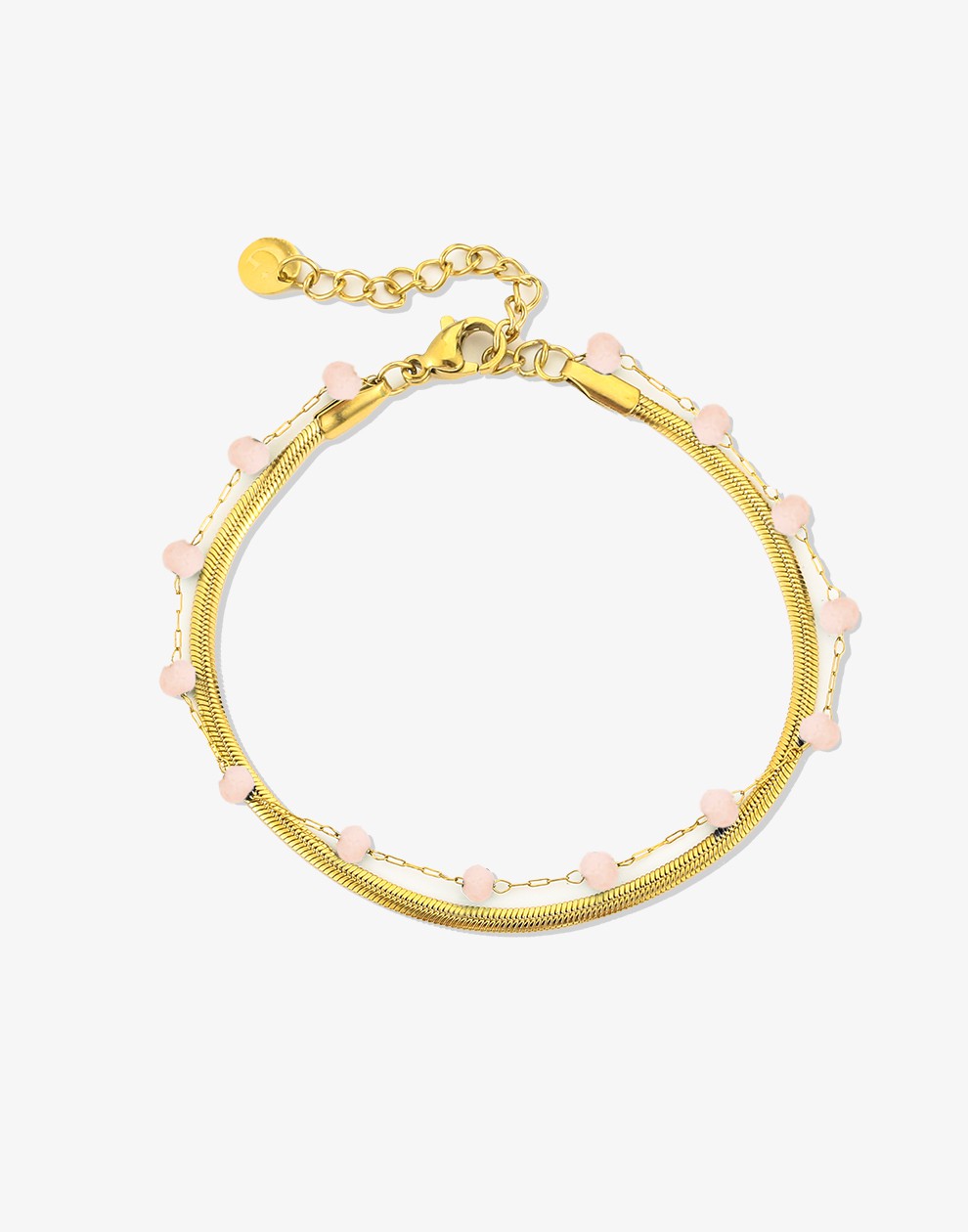 Dubbele armband goudkleurig roze