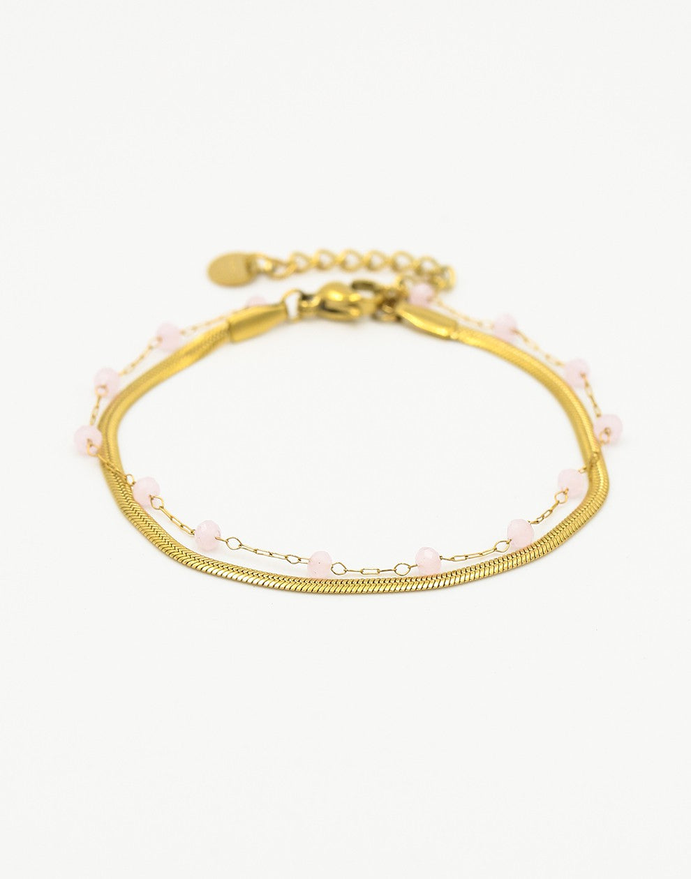 Double bracelet gold-colored pink