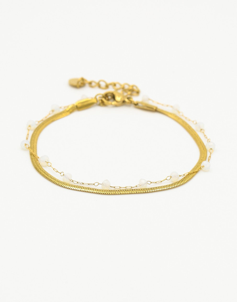 Dubbele armband goudkleurig wit