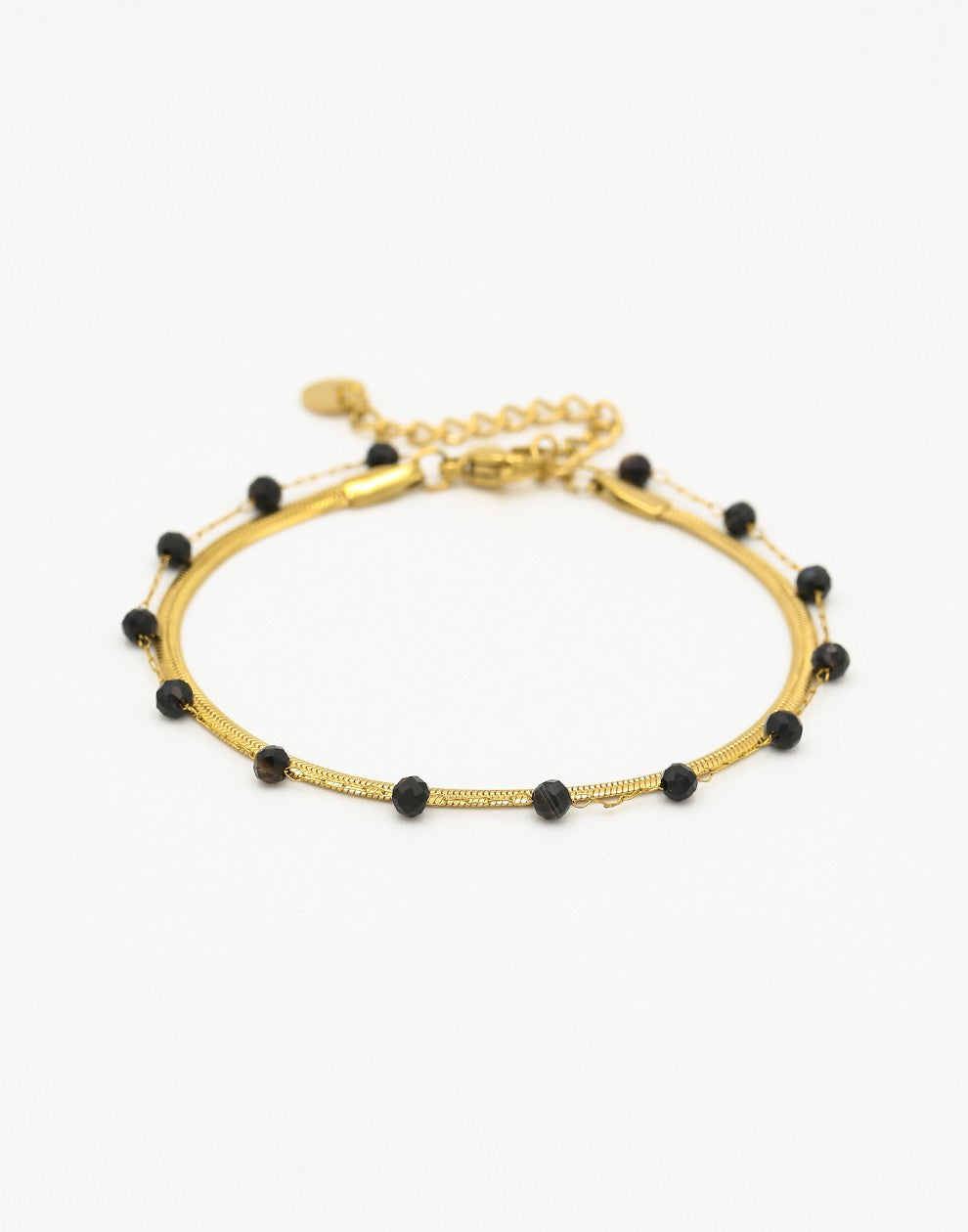 Dubbele armband goudkleurig zwart
