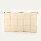 Schoudertas gevlochten beige
